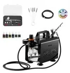 VEVOR Airbrush Set 1/6 PS mit Luftkompressor, 1 Dual Action Airbrush Pistole mit 3