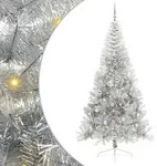 vidaXL K&uuml;nstlicher vorbeleuchteter Weihnachtsbaum Silber 240 cm PET