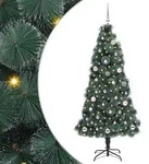 vidaXL K&uuml;nstlicher vorbeleuchteter Weihnachtsbaum mit Kugelset 150 cm