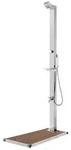 vidaXL Gartendusche mit Brauner Bodenplatte 225 cm Edelstahl
