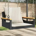 vidaXL H&auml;ngesessel mit Kissen Schwarz 63x62x40 cm Poly Rattan
