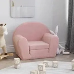 vidaXL Schlafsofa f&uuml;r Kinder Rosa Weich Pl&uuml;sch