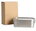 Intirilife Tragbare Edelstahl Lunchbox Aufbewahrungsbox in Silber mit 800ml