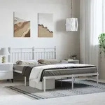 vidaXL Bettgestell mit Kopfteil Metall Wei&szlig; 135x190 cm