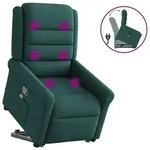 vidaXL Massagesessel mit Aufstehhilfe Dunkelgr&uuml;n Stoff