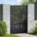 vidaXL Gartentor Schwarz 105x155 cm Stahl Blatt-Design