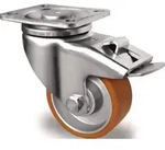 Lenkrolle D.100mm Trgf.250kg m.Festst.PU Platte L100xB85mm Rl.braun TECWERK