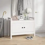 vidaXL Flurbank Wei&szlig; 80x40x60 cm Massivholz Kiefer
