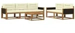 vidaXL Outdoor-Sofagarnitur mit Kissen 6 pcs Natur und Creme
