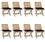 vidaXL Klappbare Gartenst&uuml;hle mit Kissen 8 Stk. Massivholz Teak