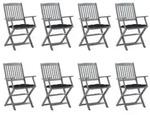 vidaXL Klappbare Gartenst&uuml;hle 8 Stk. mit Kissen Massivholz Akazie