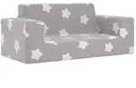 vidaXL Kindersofa 2-Sitzer Hellgrau mit Sternen Weich Pl&uuml;sch