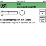 Sechskantschraube DIN 931 Schaft M24x 95 8.8 galv.verz. 10 St&uuml;ck