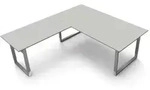 Schreibtisch Form5 200 B&uuml;gel-Gestell 200x100x68-82 / Anbau 120x80cm lichtgrau