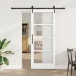 vidaXL Schiebet&uuml;r mit Beschl&auml;gen Set Wei&szlig; 83x202 cm Massivholz Kiefer