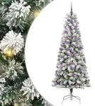vidaXL K&uuml;nstlicher klappbarer Weihnachtsbaum Gr&uuml;n und Wei&szlig; 210 cm