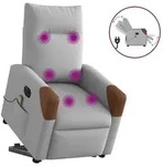 vidaXL Massagesessel mit Aufstehhilfe Elektrisch Wolkengrau Stoff