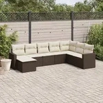 vidaXL 8-tlg. Garten-Sofagarnitur mit Kissen Braun Poly Rattan