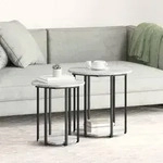 vidaXL Beistelltische 2 Stk. Grau Sonoma Holzwerkstoff und Metall