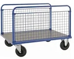 Kongamek Plattformwagen in blau 1000x700x900mm mit MDF-Platte und 2 stirnseitigen