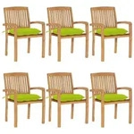 vidaXL Stapelbare Gartenst&uuml;hle mit Kissen 6 Stk. Massivholz Teak