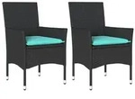 vidaXL Gartenst&uuml;hle mit Kissen 2 Stk. Schwarz Poly Rattan