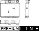 W&auml;rmetauscher Innenraumheizung Alu 135 mm - 206 mm MAHLE f&uuml;r u.a. BMW 3er