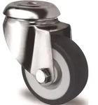 Lenkrolle D.50mm Trgf.50kg R&uuml;ckenloch PP Gleitlager VA TPE grau TECWERK