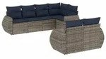 vidaXL 7-teiliges Gartensofa-Set mit Kissen, grau, Polyrattan