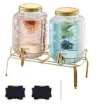VEVOR Getr&auml;nkespender (2 x 8 L) f&uuml;r Partys Saftspender (aus Glas) mit...