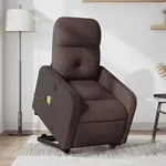 vidaXL Elektrischer Massagesessel mit Aufstehhilfe Dunkelbraun Stoff