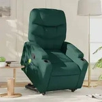 vidaXL Massagesessel mit Aufstehhilfe Dunkelgr&uuml;n Stoff
