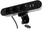 Tischsteckdose McPower ''SK-03'' 3x Steckdose, 2x USB, inkl. Tischklemme, 2m...