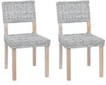 vidaXL Esszimmerstuhl 2 pcs Wei&szlig; gewaschen 46 x 55 x 84 cm Kubu Rattan