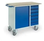 Schrankwagen,Tragl. 400kg,Ladefl. LxB 1000x600mm,RAL7035/RAL5010,1 Schrank,6