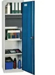 Werkzeug-/Beistellschrank H1800xB500xT500mm 2Schubl.,3Bd.lichtgrau/enzianblau