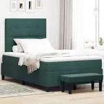 vidaXL Boxspringbett mit Matratze & Bank Dunkelgr&uuml;n 120x190 cm Samt