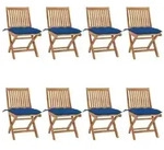 vidaXL Klappbare Gartenst&uuml;hle mit Kissen 8 Stk. Massivholz Teak