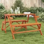 vidaXL Picknicktisch mit B&auml;nken 2-in-1 Massivholz Tanne