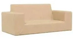 vidaXL Kindersofa 2-Sitzer Creme Weich Pl&uuml;sch