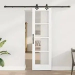 vidaXL Schiebet&uuml;r mit Hardware-Set Wei&szlig; 61x198.5 cm Massivholz Kiefer