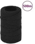 vidaXL Bootsseil Schwarz 2 mm 500 m Polypropylen