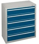 Schubladenblock 36285 110cm 5 Sch&uuml;be lichtgrau/blau