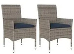 vidaXL Gartenst&uuml;hle mit Kissen 2 Stk. Grau Poly Rattan