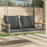 vidaXL H&auml;ngebank mit Kissen Grau 109x62x40 cm Poly Rattan