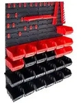 vidaXL 29-tlg. Sichtlagerkasten-Set mit Wandhalterung Rot und Schwarz