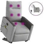 vidaXL Massagesessel mit Aufstehhilfe Elektrisch Wolkengrau Stoff