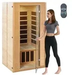 VEVOR Ferninfrarot-Holzsauna, Sauna-Spa f&uuml;r Zuhause f&uuml;r 1 bis 2 Personen,...