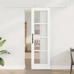 vidaXL Schiebet&uuml;r mit Montageset 'ORKDAL'Wei&szlig;e Massivholz & Glas