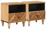 vidaXL Nachttisch 2 pcs Braun 50 x 33 x 60 cm Massivholz Mango